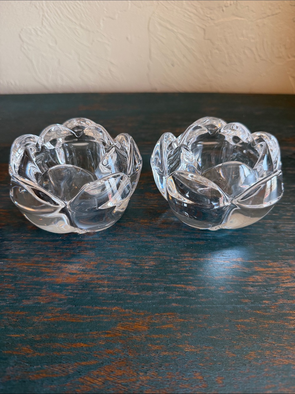 VTG Royal Copenhagen Crystal Lotus Flower Candle Holders Pair Torben Jørgensen M